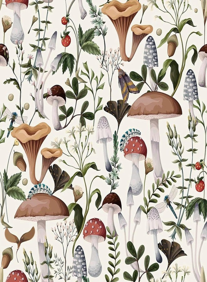 WY-BSO Adhesive Shelf Liner,Boho Mushroom Shelf Contact Paper for Cabinets,Vinyl Film Decorative Drawer Liner for Bedroom Dresser Sticker 17.7 inch x 118 inch (Multicolor, 17.7 inch x 118 inch) - Image 1